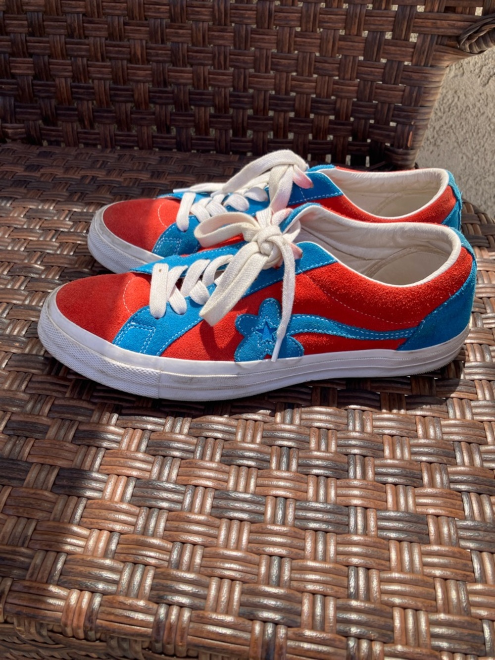Converse Two-Tone Red and Blue Suede Sneakers